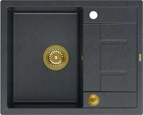 Chiuveta compozit incastrata Quadron Unique Morgan 116 negru - auriu 62x50 cm