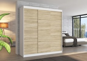 Dulap cu usi glisante 200x215 cm, Megan, ADRK Furniture (Culoare: Negru)