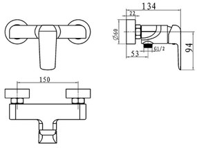 Novaservis - Baterie de duș NOBLESS TINA, crom lucios