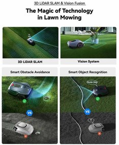 Robot tuns iarba/gazon HOOKII Neomow X Pro, 6000 m², 4 moduri, Functionare fara cablu sau antene, 60 dB, Wi-Fi, 4G, Bluetooth, Autonomie 180 min, Gri