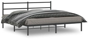 355371 vidaXL Cadru de pat metalic cu tăblie, negru, 193x203 cm