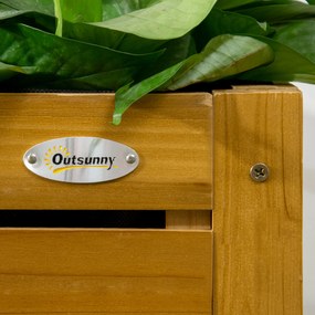 Outsunny Pat de legume cu masa de lucru pliabila, lemn masiv lacuit, captuseala interioara din material netesut, 64cm x 63cm x 74.5cm | Aosom Romania