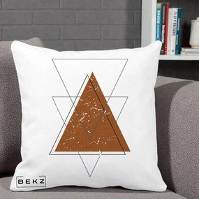 Perna Decorativa Geometric Triunghiuri Sacred, 40x40 cm, Alba Mata, Husa Detasabila, Perna Inclusa, BEKZ®