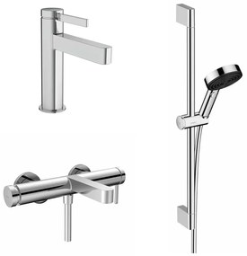 Set baterii lavoar, cada si set de dus Hansgrohe Finoris crom