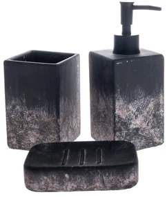 Set de accesorii de baie din ciment Bain 3 buc,negru