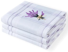 ŠKODÁK Set prosoape bucătărie vafelă LAVANDĂ alb 45 x 70 cm 3 buc