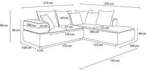 Colțar verde cu tapițerie din chenille (cu colț pe partea dreaptă/în formă de ”L”) Whesley – Bobochic Paris