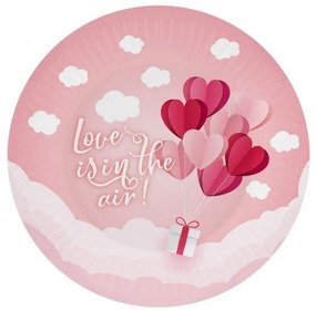 Iubire Love Is In The Air Pink farfurie din hârtie set de 6 18 cm