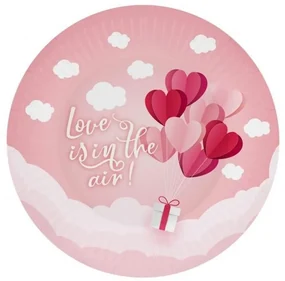 Iubire Love Is In The Air Pink farfurie din hârtie set de 6 18 cm