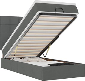 vidaXL Cadru de pat otoman cu saltele Gri închis 90x190cm țesătură