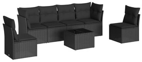3217375 vidaXL Set canapele de grădină cu perne, 7 piese, negru, poliratan