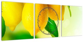 Tablou cu lămâi (cu ceas) (90x30 cm)