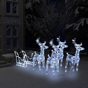 vidaXL Decorațiune de crăciun cu reni și sanie, 400 leduri, acrilic
