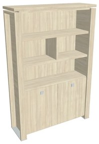 Dulap înalt Verno+ 140 x 46 x 210 cm, cu rafturi, salcâm