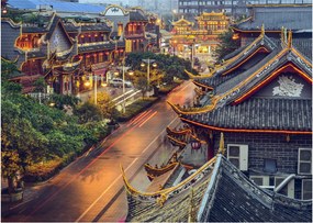 Tablou pe sticlă - Qintai Road, Chengdu, China (70x50 cm)