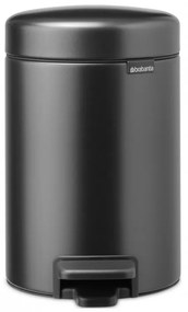 Cos de gunoi cu pedala Brabantia NewIcon 1008834, 3 L, Inchidere lina, Baza antiderapanta, Gri inchis