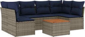 vidaXL Set canapele de grădină cu perne, 7 piese, gri, poliratan