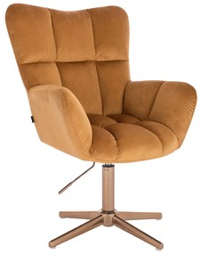 HR650CROSS Galben Catifea Scaun cu Bază Aurie