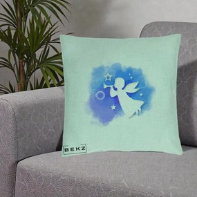 Perna Decorativa Inger cu Trompeta Albastru, 40x40 cm, Verde Menta, Husa Detasabila, Perna Inclusa, BEKZ®
