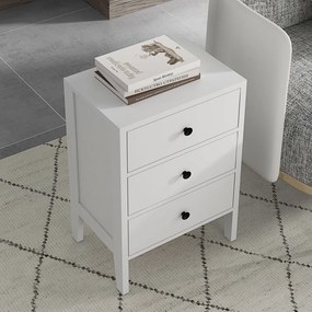 HOMCOM Lot de 2 noptiere, mese auxiliare, 3 sertare pentru cameră din lemn 40L x 30l x 64Î cm alb | Aosom Romania