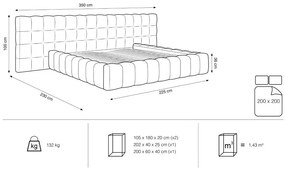 Pat tapitat catifea Bali T – 200×200 cm