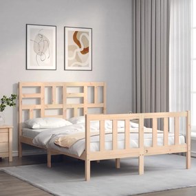 vidaXL Cadru de pat fără saltea, 140x190 cm, lemn masiv de pin