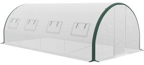 Outsunny Seră Tip Tunel cu 2 Uși, Fermoare și 8 Ferestre, 600x300x200 cm, Alb | Aosom Romania