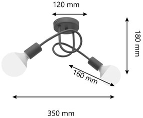 Lustr pentru copii OXFORD 2xE27/15W/230V, gri, montaj plafonieră