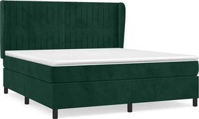 vidaXL Pat box spring cu saltea, verde închis, 180x200 cm, catifea