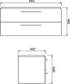 Set dulap baie suspendat Lara 2 sertare cu lavoar Cersanit Mille, 100 cm, nuc - Resigilat