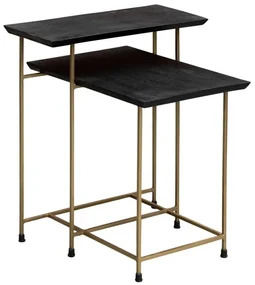 Set 2 masute din metal si lemn de mango, Golden Ratio