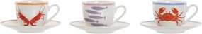 Set cană espresso și farfurioară din porțelan cu motive marine, 90 ml, 8,5×6×5 cm, „Aigua"