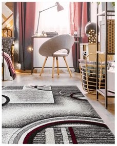 Covor Phoenix model cercuri gri-negru 3025-244 Selectează mărime: 200 X 300