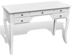 vidaXL Birou în stil franțuzesc din lemn cu picioare curbate și 5 sertare