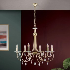 Candelabru 6 brate stil clasic cu cristale Swarovski Giada auriu mat