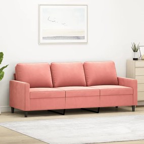 Canapea cu 3 locuri, roz, 180 cm, catifea Roz, 198 x 77 x 80 cm