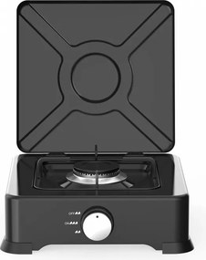 Resigilat: Aragaz cu un arzator si capac Rosberg R51454E1, 2,2 kWh, 30 mbar, Otel carbon, Negru