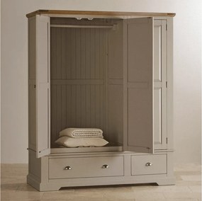 Dulap lemn masiv gri Ives 3 Uși Personalizabil, 154 × 66 × 189 cm