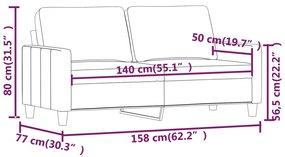 Canapea cu 2 locuri, negru, 140 cm, piele ecologica