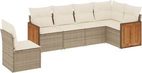 vidaXL Set canapele de grădină cu perne, 6 piese, bej, poliratan