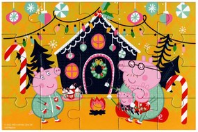 Puzzle pentru copii 4 in 1 PEPPA PIG si Spritul Craciunului, 19x29 cm