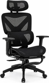 RESIGILAT- Scaun ergonomic, functie translatie sezut, cotiere 3D, tetiera 3D, suport lombar Adaptive, pivotant, suport picioare, Negru