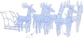 vidaXL Decorațiune de Crăciun reni și sanie 320 LED-uri acril