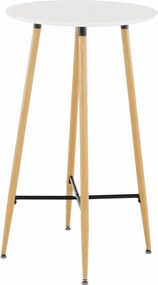 Masă de bar, alb/stejar, diametru 60 cm, IMAM
