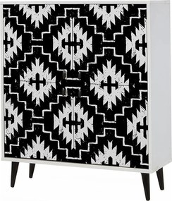 Comoda Swan, alb/negru, PAL melaminat, 95x36x111 cm