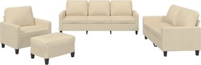 vidaXL Set de canapele cu perne, 4 piese, crem, textil
