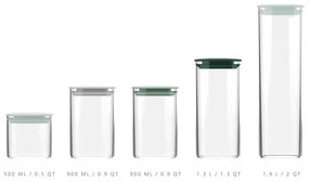 Set de 5 borcane cu suport Joseph Joseph Podium 81128, Fara BPA, Sticla, Verde/alb