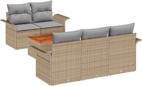 vidaXL Set de canapele pentru grădină cu pernă 6 pcs Bej poliratan