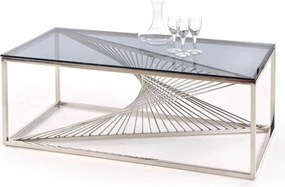 Masuta cafea INFINITY, transparent/argintiu, sticla/otel inoxidabil, 1