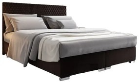 Pat matrimonial140 cm Boxspring Harlan Comfort (maro închis) (cu somieră, saltea și sp. depozitare). 1055986